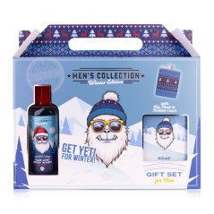 SET koupelový MEN'S COLLECTION WINTER EDITION v dárkové krabičce s nerez placatkou