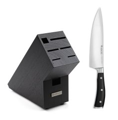 Kuchařský nůž CLASSIC IKON 20 cm s blokem z bukového dřeva na 5 nožů, černá