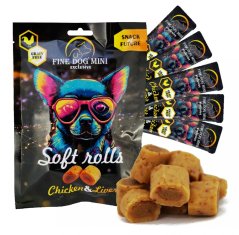 Fine Dog Mini Exclusive Soft Roll svačinka pro psy KUŘECÍ S JÁTRY 5x10g