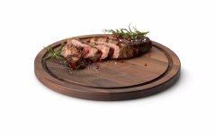 Prkénko kulaté na servírování steaků, ořech, 28 x 1,8 cm