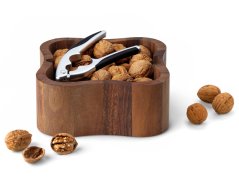 Miska na ořechy s louskáčkem, ořech, 24,5x24,5x8 cm