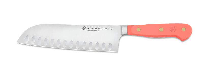 CLASSIC COLOUR Nůž Santoku s dutými výbrusy, Coral Peach, 17 cm