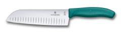 Swiss Classic, santoku knife, 17cm, straight, fluted, green, blister