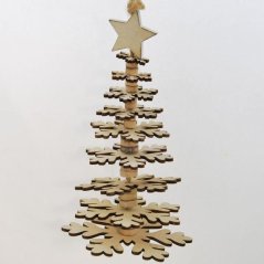 Dřevěný vánoční stromeček krémový na pověšení