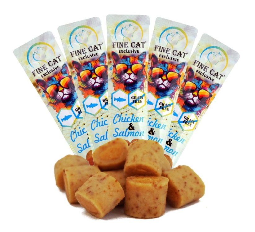 Fine Cat Exclusive Soft Roll svačinka pro kočky KUŘECÍ S LOSOSEM 5x10g