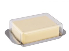 Dóza na máslo s průhledným krytem, nerez / akryl, 15 x 9,5 x 4,5 cm