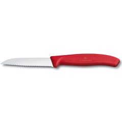 Nůž na zeleninu 8 cm vlnkované ostří červený