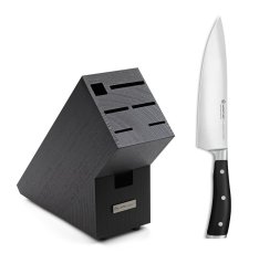 Kuchařský nůž CLASSIC IKON 20 cm s blokem z bukového dřeva na 5 nožů, černá