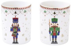 Sada dvou porcelánových vánočních svícnů Nutcracker