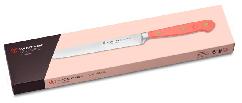CLASSIC COLOUR Nůž na uzeniny s vlnkovaným ostřím, Coral Peach, 14 cm