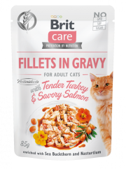 Brit Care Cat Fillets in Gravy with Tender Turkey & Savory Salmon 85g
