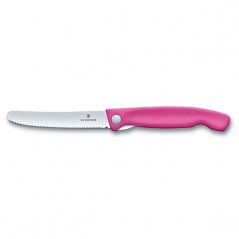Skládací svačinový nůž Swiss Classic, růžový, vlnkované ostří