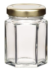 Šestihranná sklenice se šroubovacím víčkem