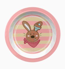 Melamin baby talířek DUBBiDUU zajíc se silikonem (21,5 cm) sigikid