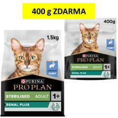 Pro Plan Cat Sterilised Renal Plus granule pro kastrované kočky s králíkem 1,5 kg + 400g Zdarma