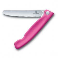 Skládací svačinový nůž Swiss Classic, růžový, vlnkované ostří
