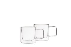 Sada 2 ks hrnků s uchem s dvojitým sklem 80 ml
