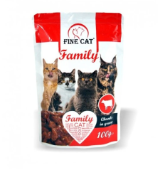 FINE CAT Family kapsičky pro kočky s HOVĚZÍM v omáčce 100g