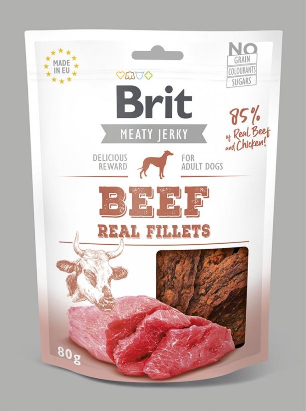 Brit Jerky Beef Fillets 80g