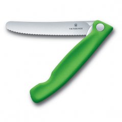 Skládací svačinový nůž Swiss Classic, zelený, vlnkované ostří