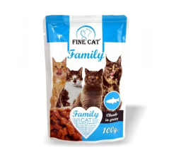 FINE CAT Family kapsičky pro kočky s RYBOU v omáčce 100g