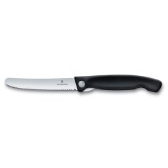 Skládací svačinový nůž Swiss Classic, černý, vlnkované ostří
