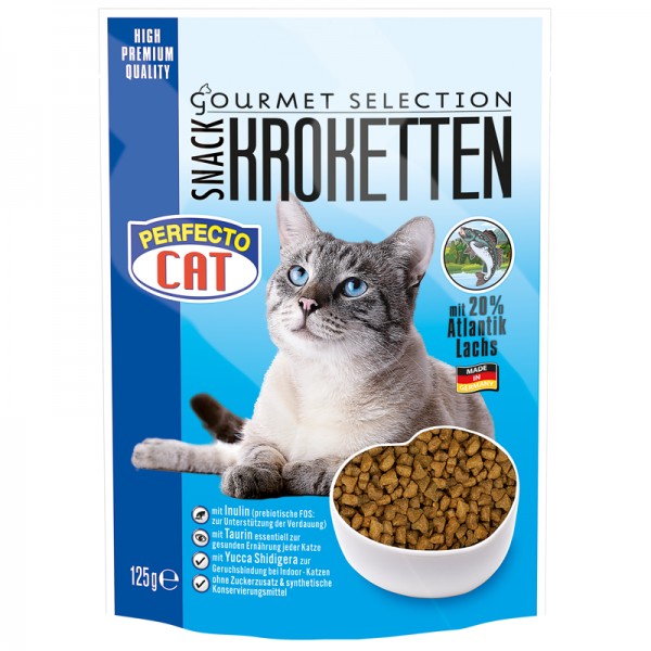 Perfecto Cat Kroketten snack 20% s atlatnským lososem 125g