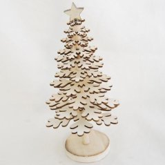 Dřevěný vánoční stromeček krémový