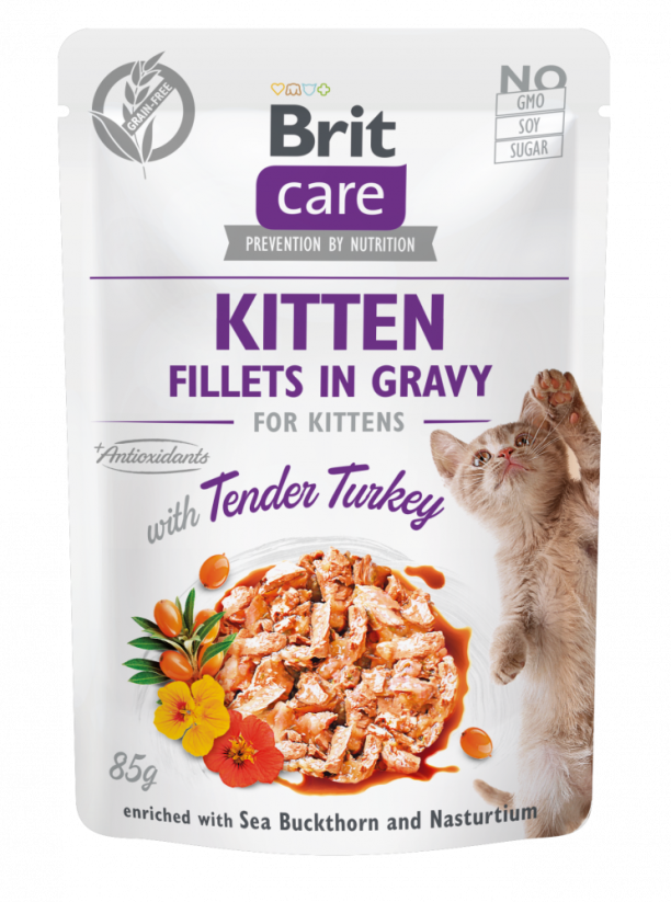 Brit Care Cat Kitten, Fillets in Gravy with Tender Turkey 85g