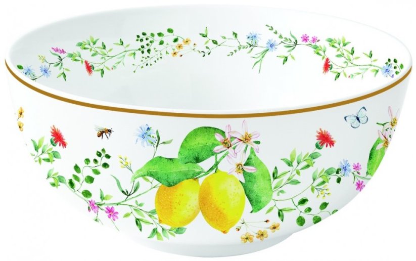 Porcelánová miska Fleurs Et Citrons - Barva: žlutá