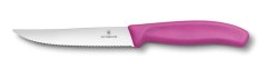 Steak nůž, vlnkované ostří, 12 cm, růžový