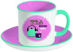 Porcelánový hrnek s podšálkem Retro Break Tea Pink
