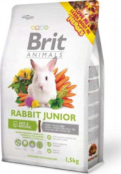 Brit Animals RABBIT JUNIOR complete 1,5kg + dárek pamlsky Brit