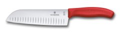 Swiss Classic, santoku knife, 17cm, straight, fluted, red, blister